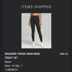 Lululemon Wunder Train High Rise Tights “25
